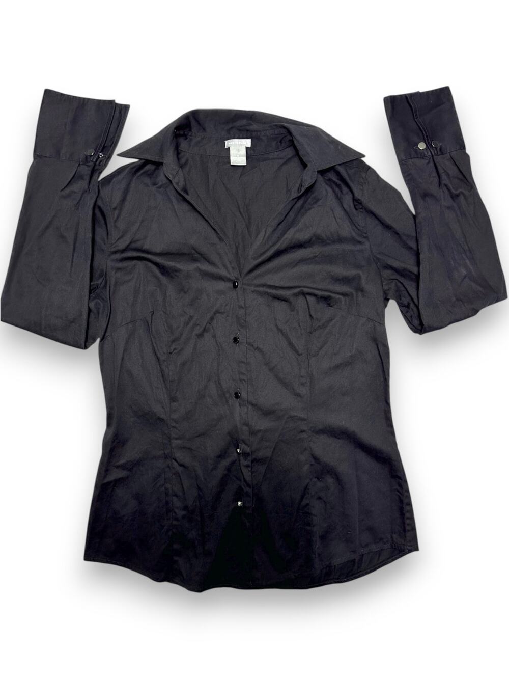 Ann Taylor Classic Black Button Up Blouse Size 8 Regular